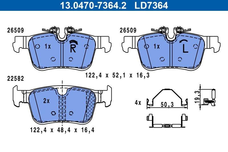 Brake pad set, disc brake 13.0470-7364.2 ATE