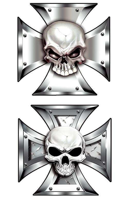 Stickerset Skull in IronCross - 2x 8x8cm