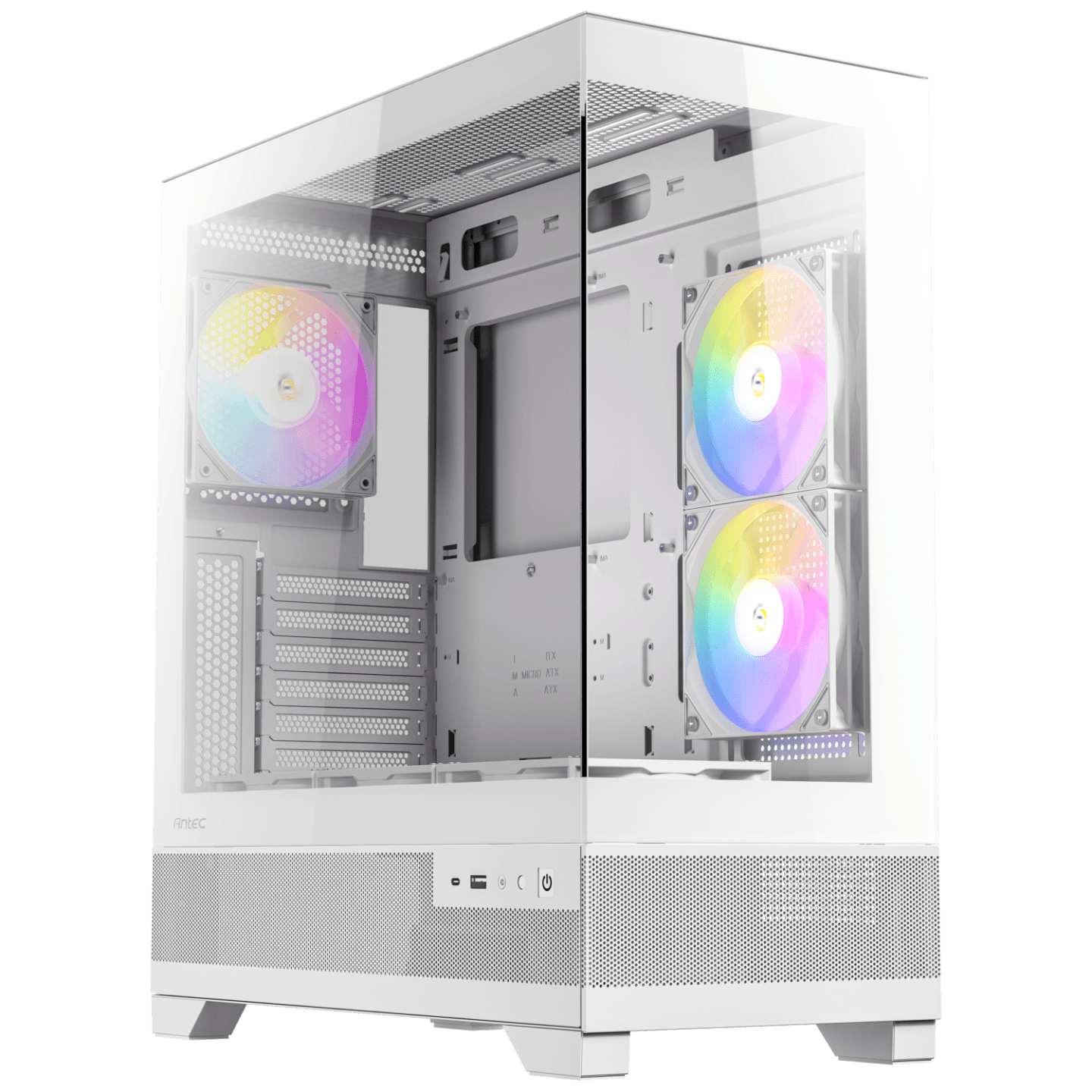 Antec CX700 RGB Elite Gaming Case w/ Glass Side & Front ATX 6x RGB Fans LED Button USB-C White