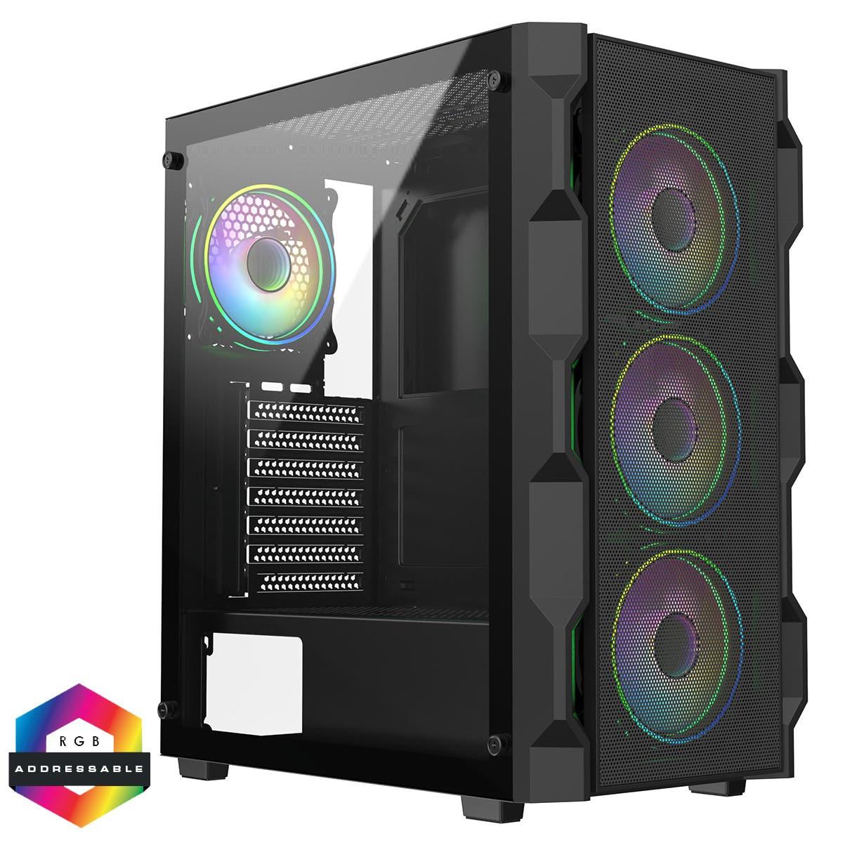 CiT Neo Black ARGB Mesh ATX Gaming Case with 4 Fans and 6-Port PWM Hub - CIT-NEO-B