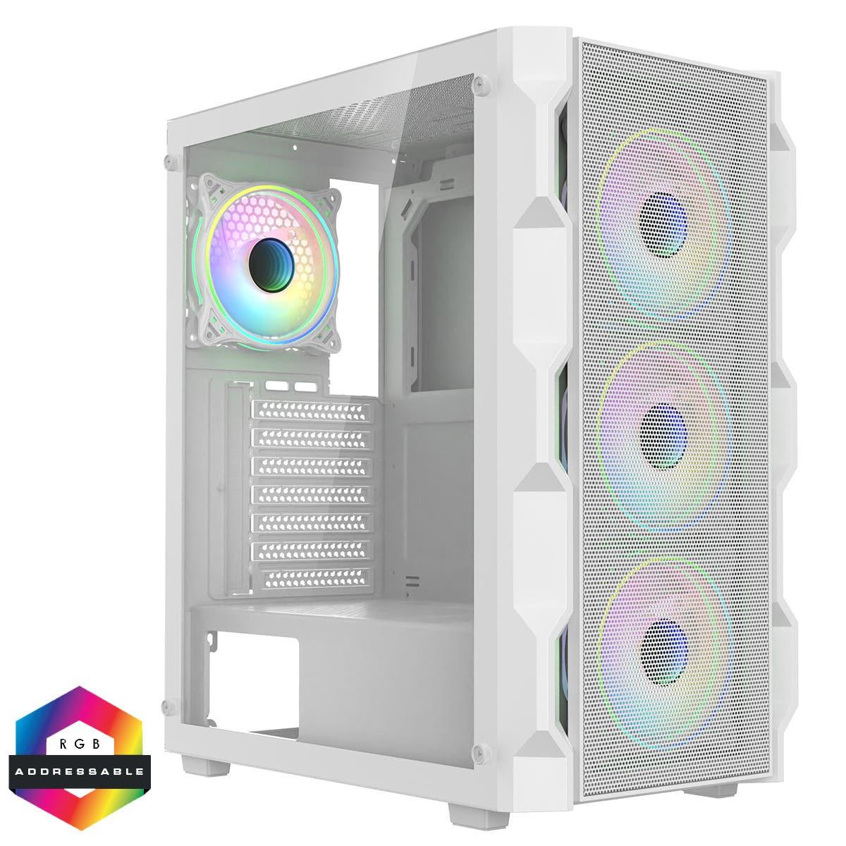 CiT Neo White ARGB Mesh ATX Gaming Case With 4 Fans And 6-Port PWM Hub - CIT-NEO-W