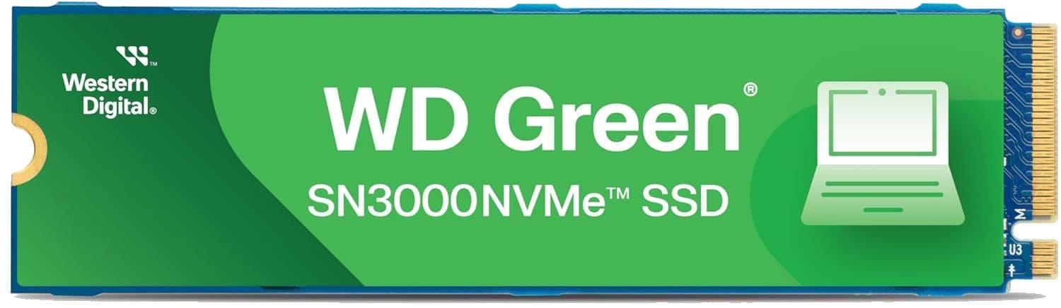 Western Digital GREEN SN3000 500GB M.2 NVMe PCI-E Gen4 Solid State Drive  - Read 5000 MB/s, Write 4100 MB/s - WDS500G4G0E