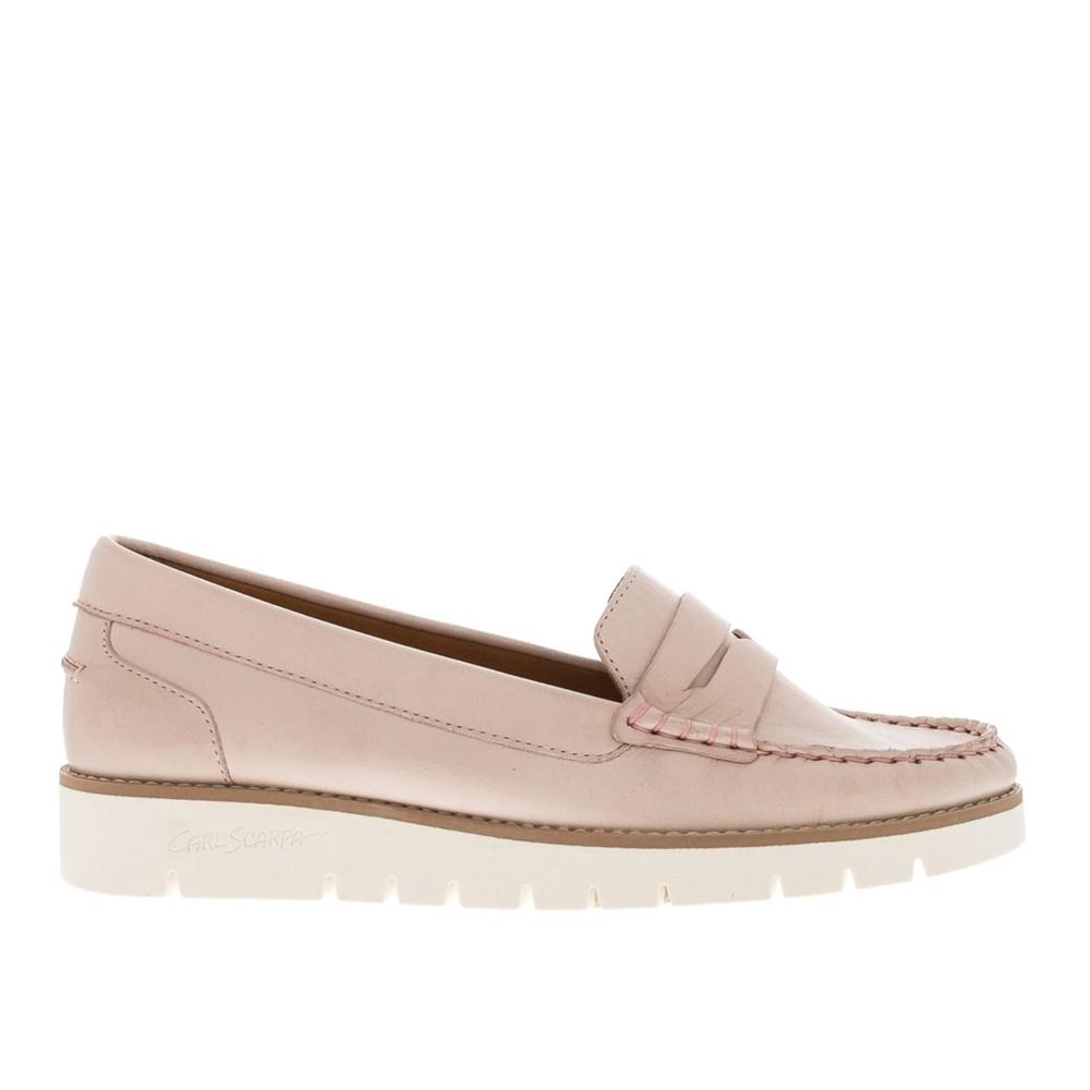 Carl Scarpa Lucentia Nude Leather Wedge Loafers