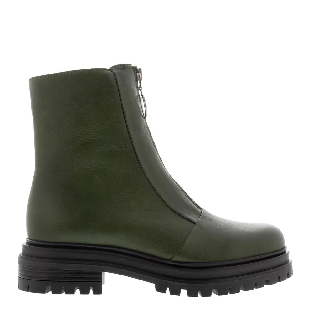 Carl Scarpa Savita Green Leather Zip-Up Ankle Boots