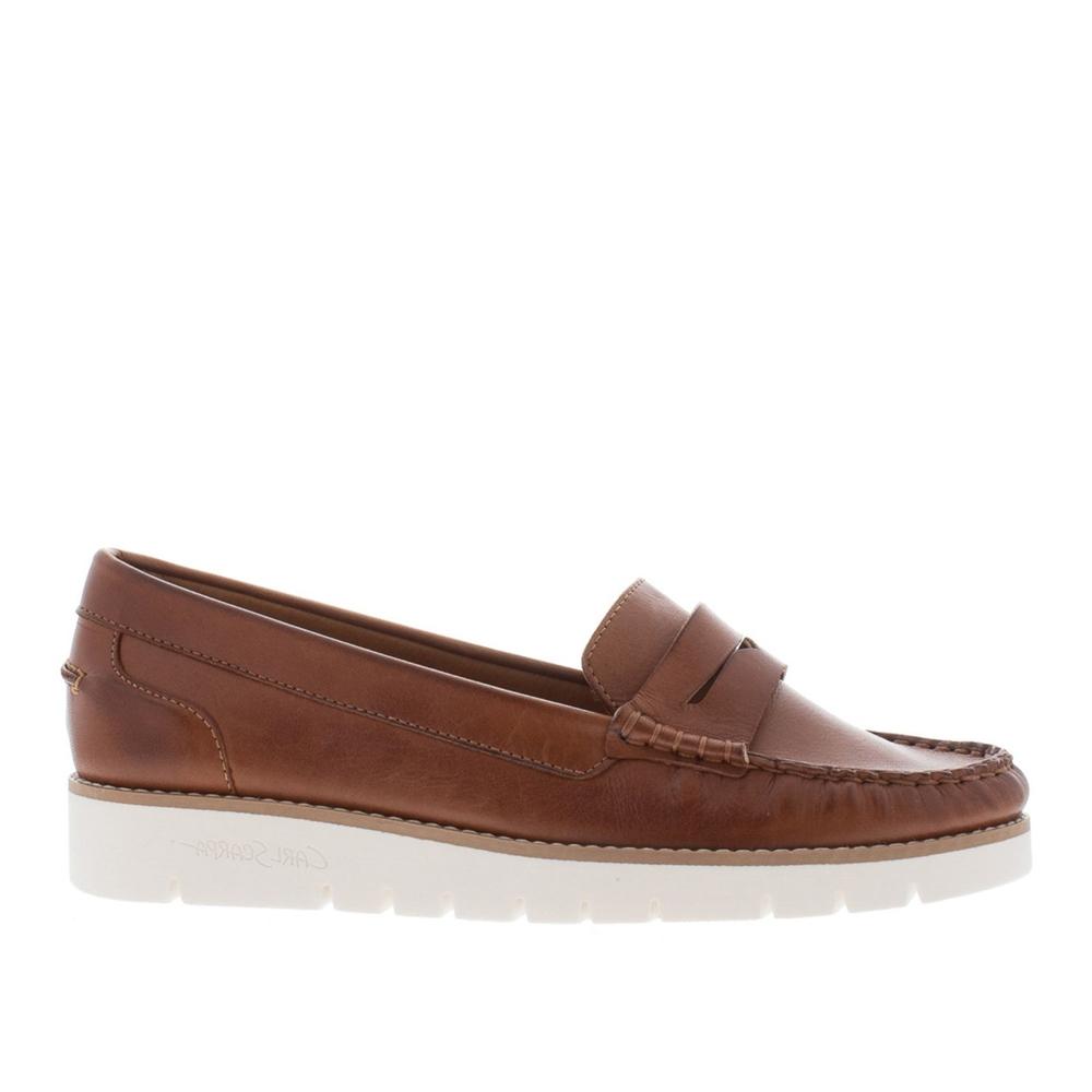 Carl Scarpa Lucentia Tan Leather Wedge Loafers