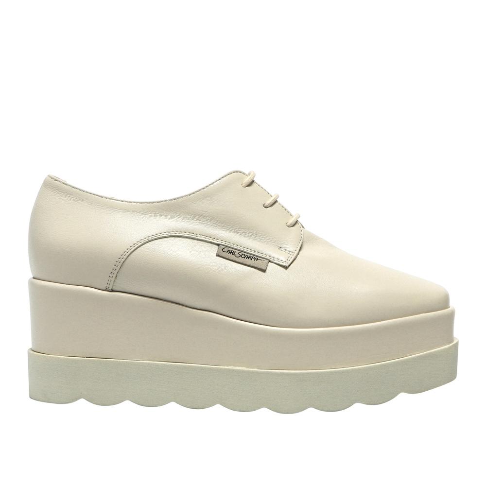 Carl Scarpa Amuleto Off White Leather Platform Loafers