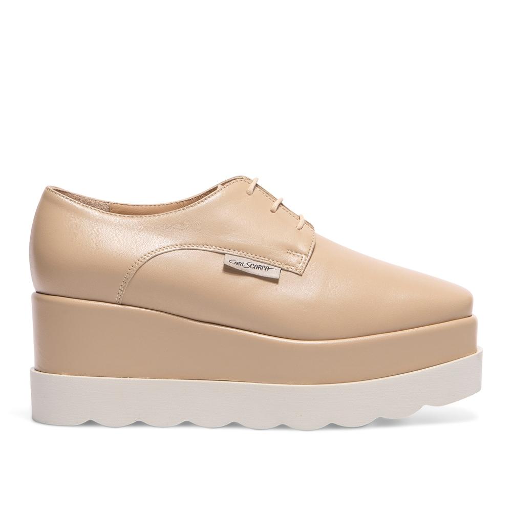 Carl Scarpa Amuleto Taupe Leather Platform Loafers