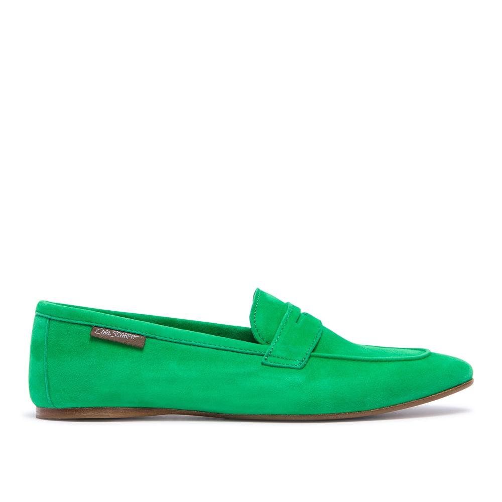 Carl Scarpa Emarlie Green Suede Penny Loafers