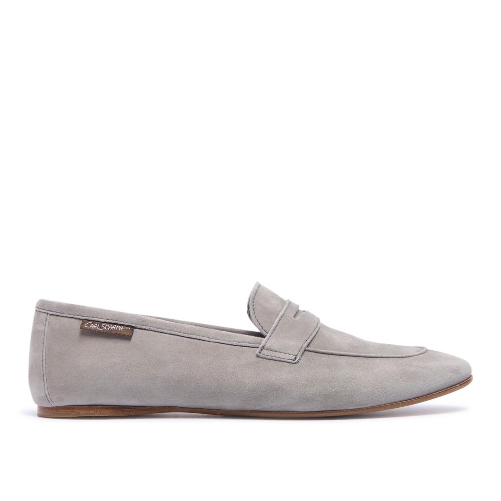 Carl Scarpa Emarlie Grey Suede Penny Loafers