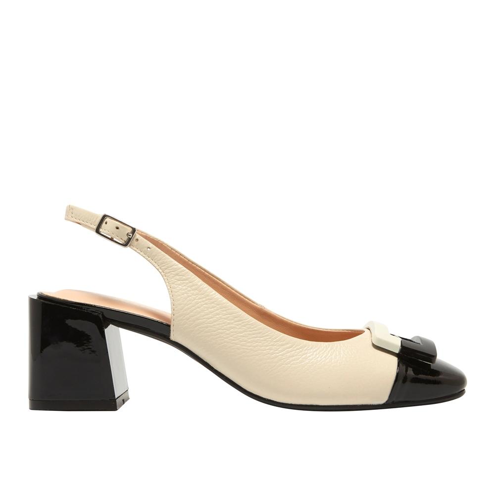 Carl Scarpa Sardinia Off White Leather Block Heel Courts