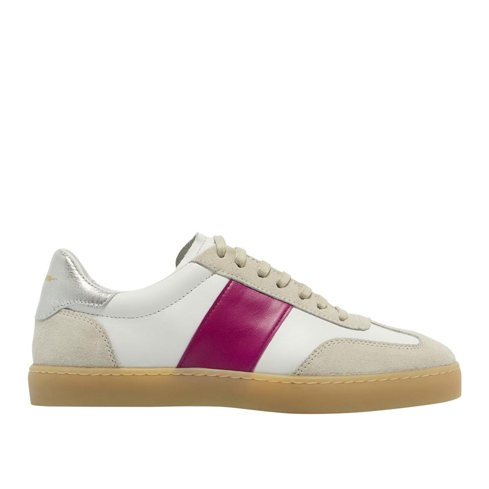 Carl Scarpa Zest White-Fuchsia Leather Trainers