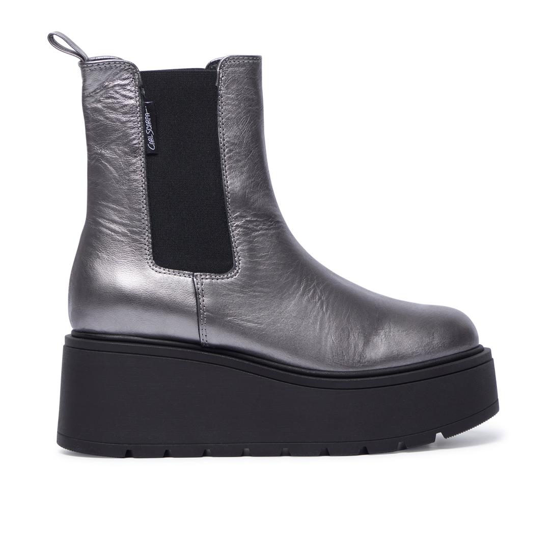 Carl Scarpa Zennie Pewter Leather Ankle Boots