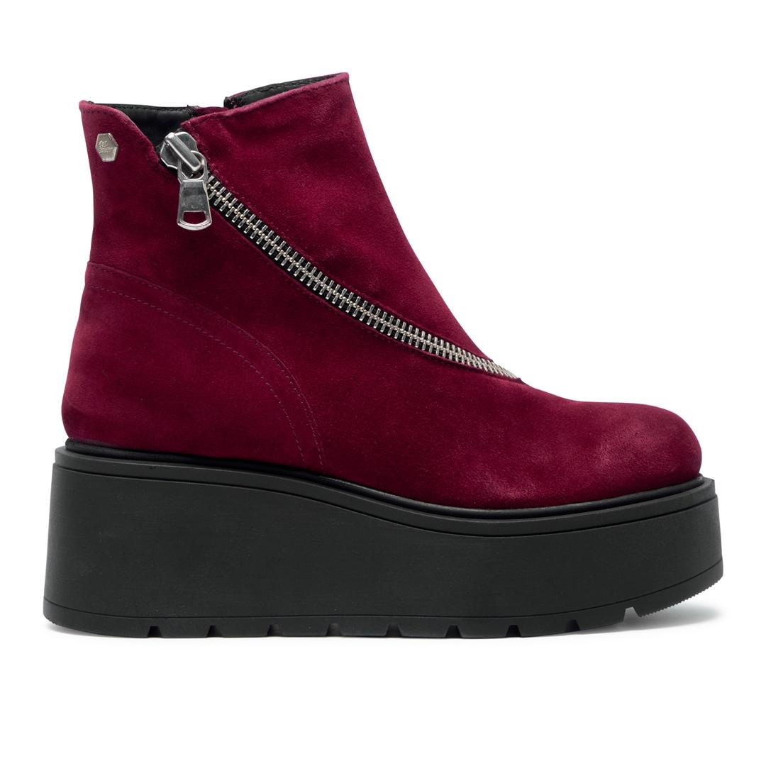 Carl Scarpa Serpentina Burgundy Suede Ankle Boots