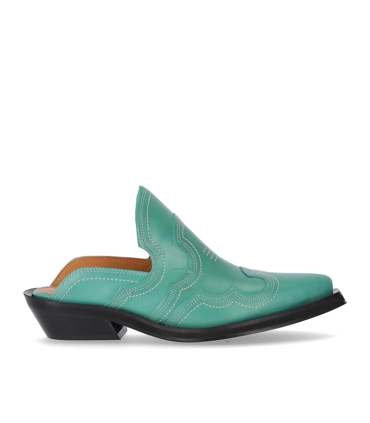 GANNI WESTERN GREEN MULE