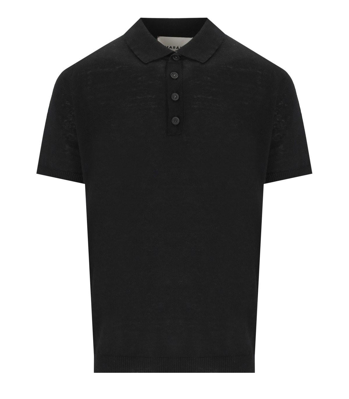 AMARÁNTO BLACK LINEN POLOSHIRT