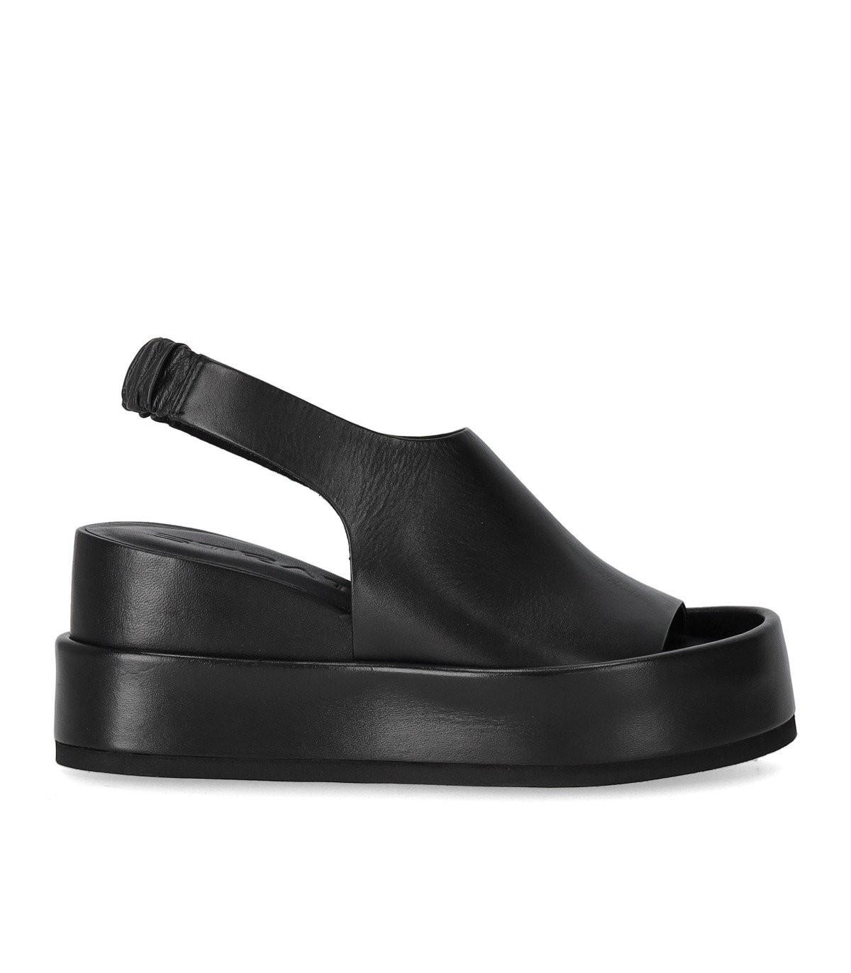 STRATEGIA BLACK WEDGE SANDAL