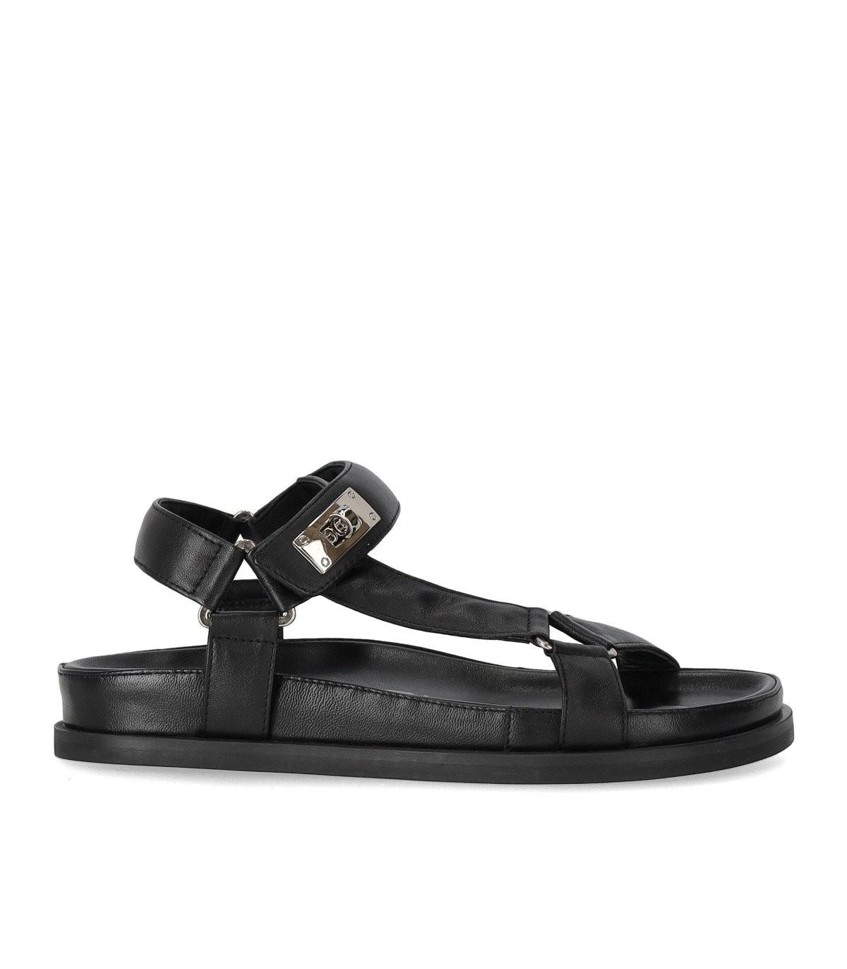 STRATEGIA BLACK FLAT SANDAL