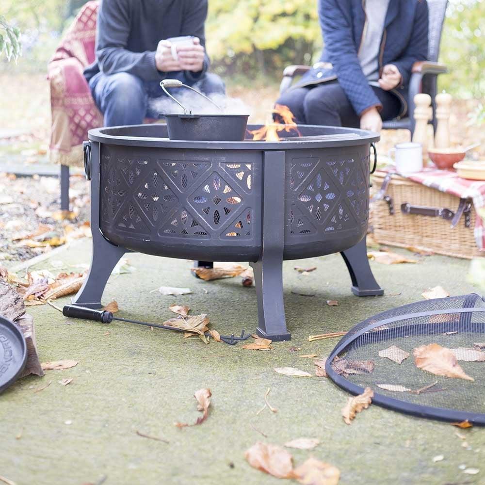 Moresque Deep Steel Firebowl with Grill