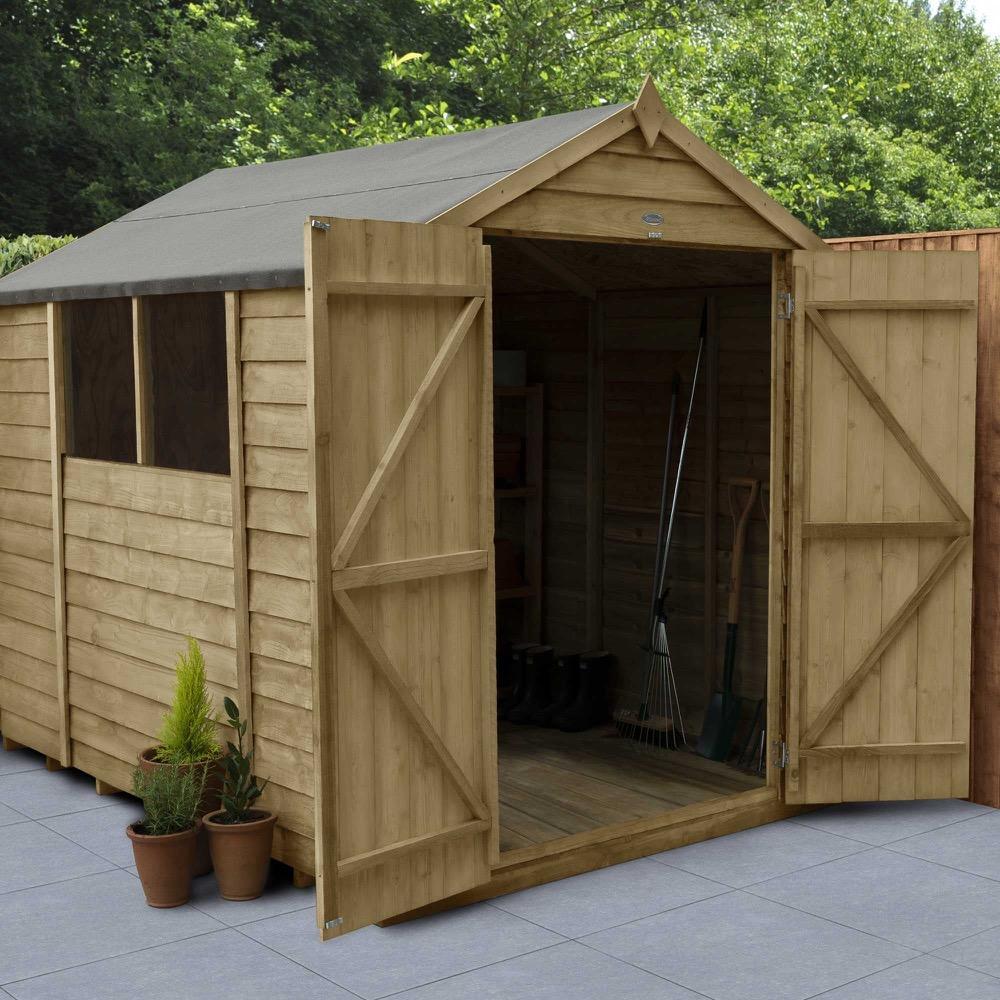 Overlap Pressure Treated 8 x 6 Apex Shed Double Door