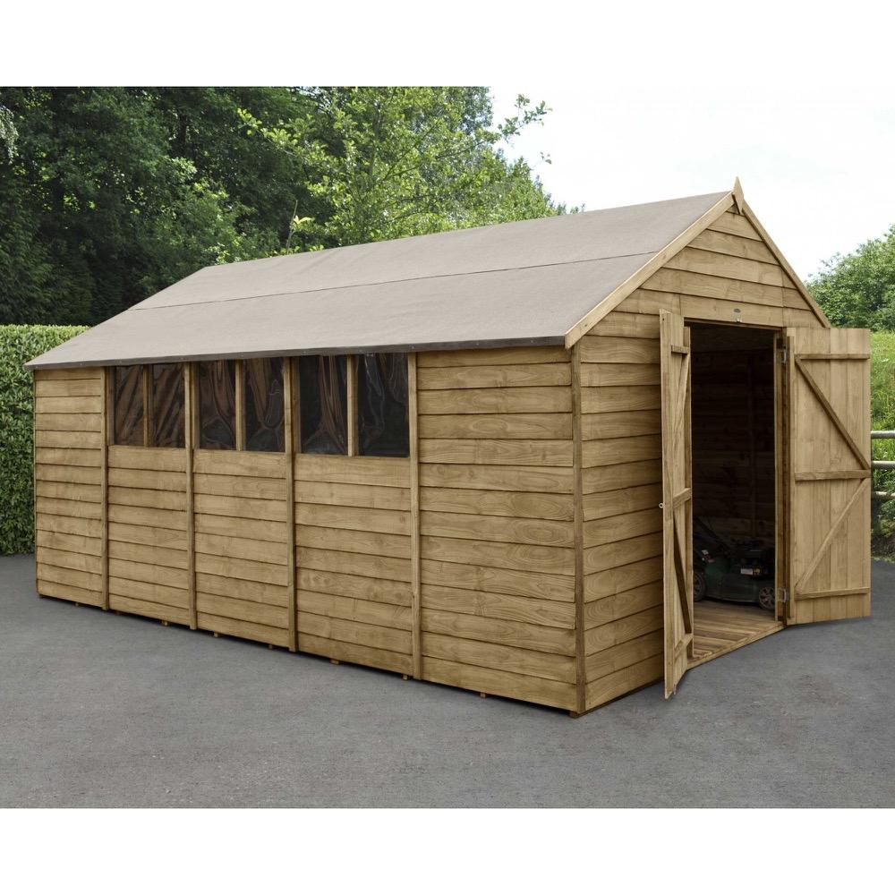 Overlap Pressure Treated 10 x 15 Apex Shed Double Door