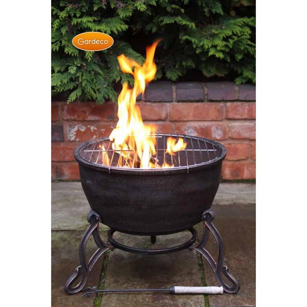 Elidir Cast Iron Fire Bowl with BBQ Grill