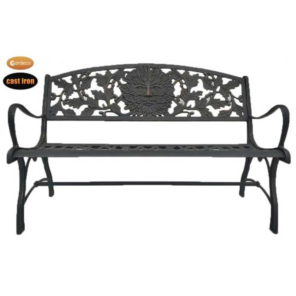 Cast iron bench with Greenman decoration