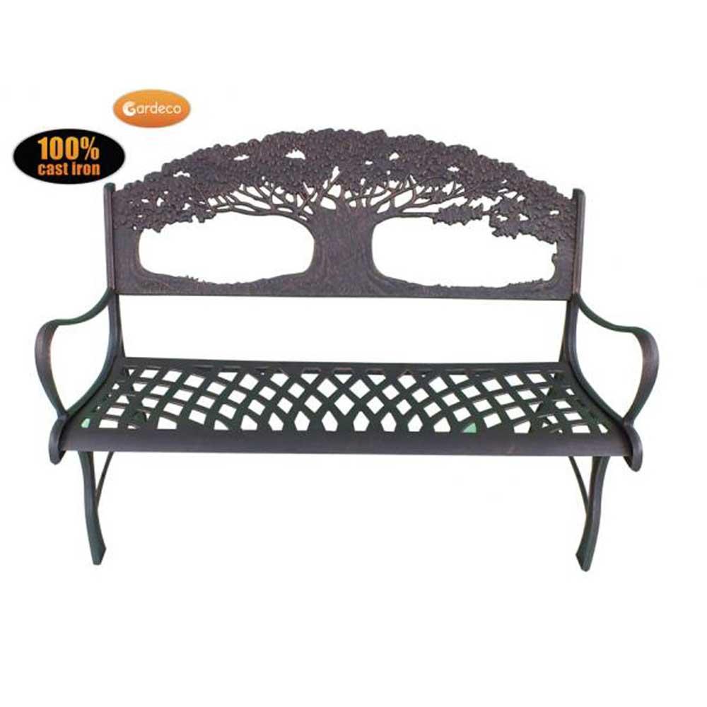 100% cast iron bench with tree