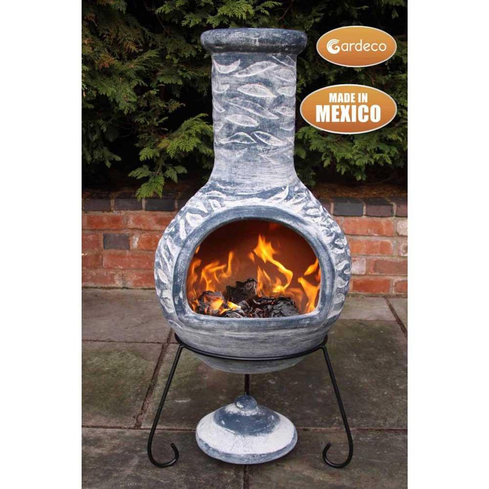 Olas XL Mexican Chimenea in Bluey Grey