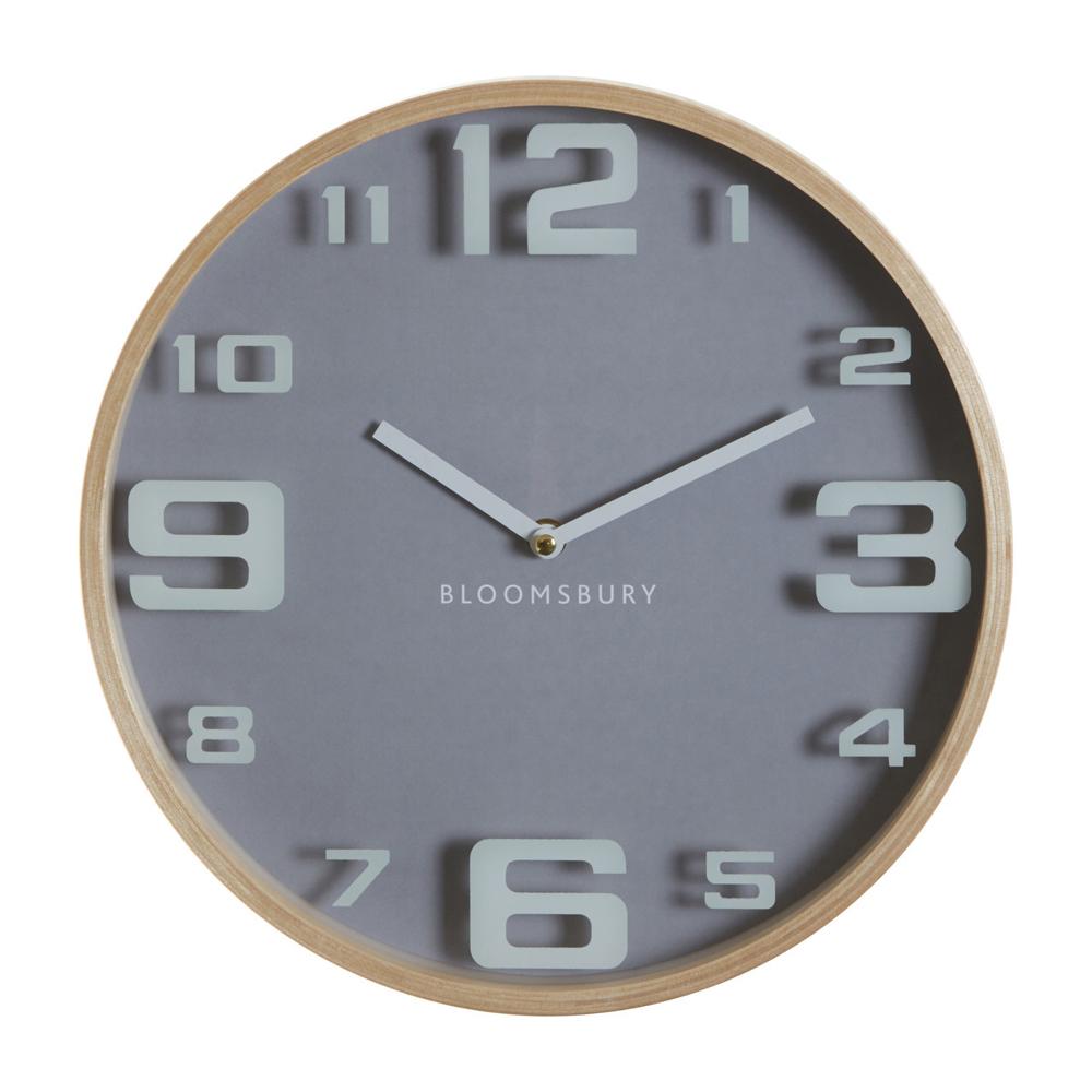 Wooden Wall Clock with Large Digits Grey