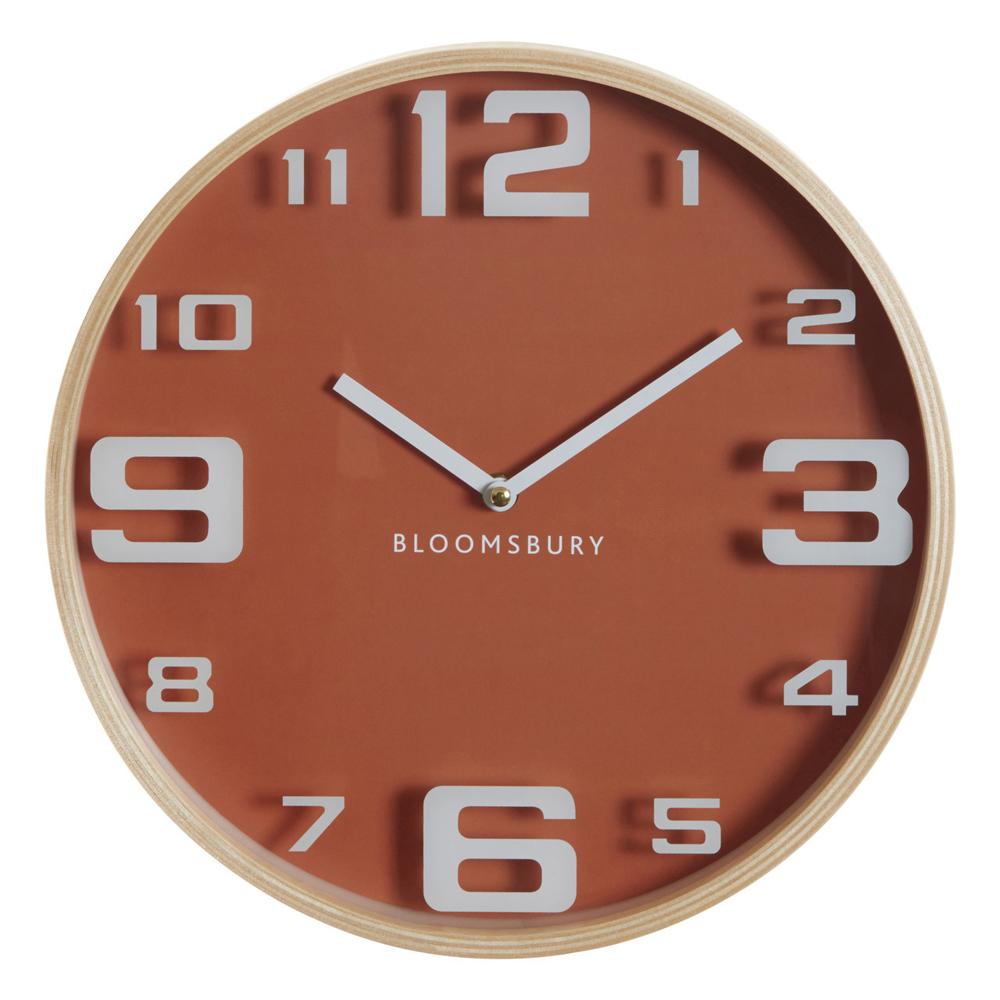 Wooden Wall Clock With Large Orange