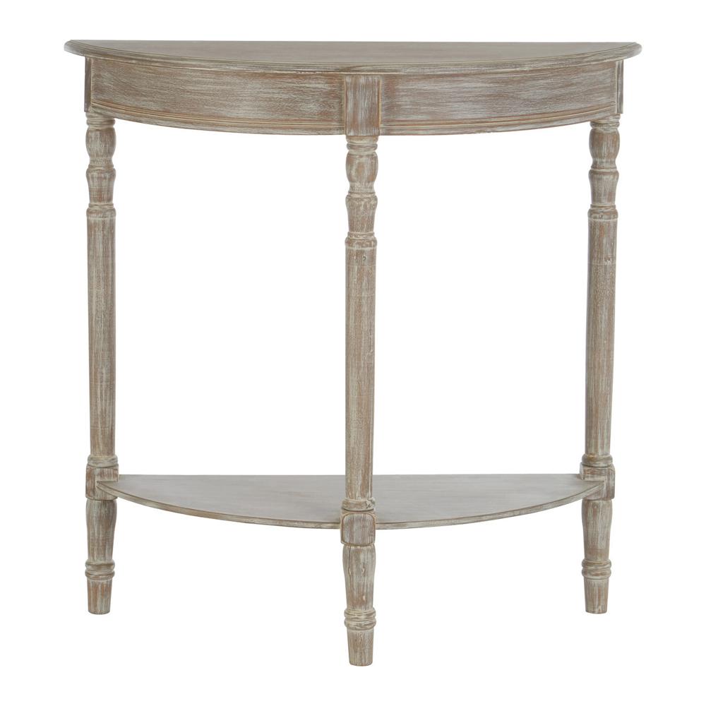 Winter Melody Console Table Half Round with Washed Oak Finish