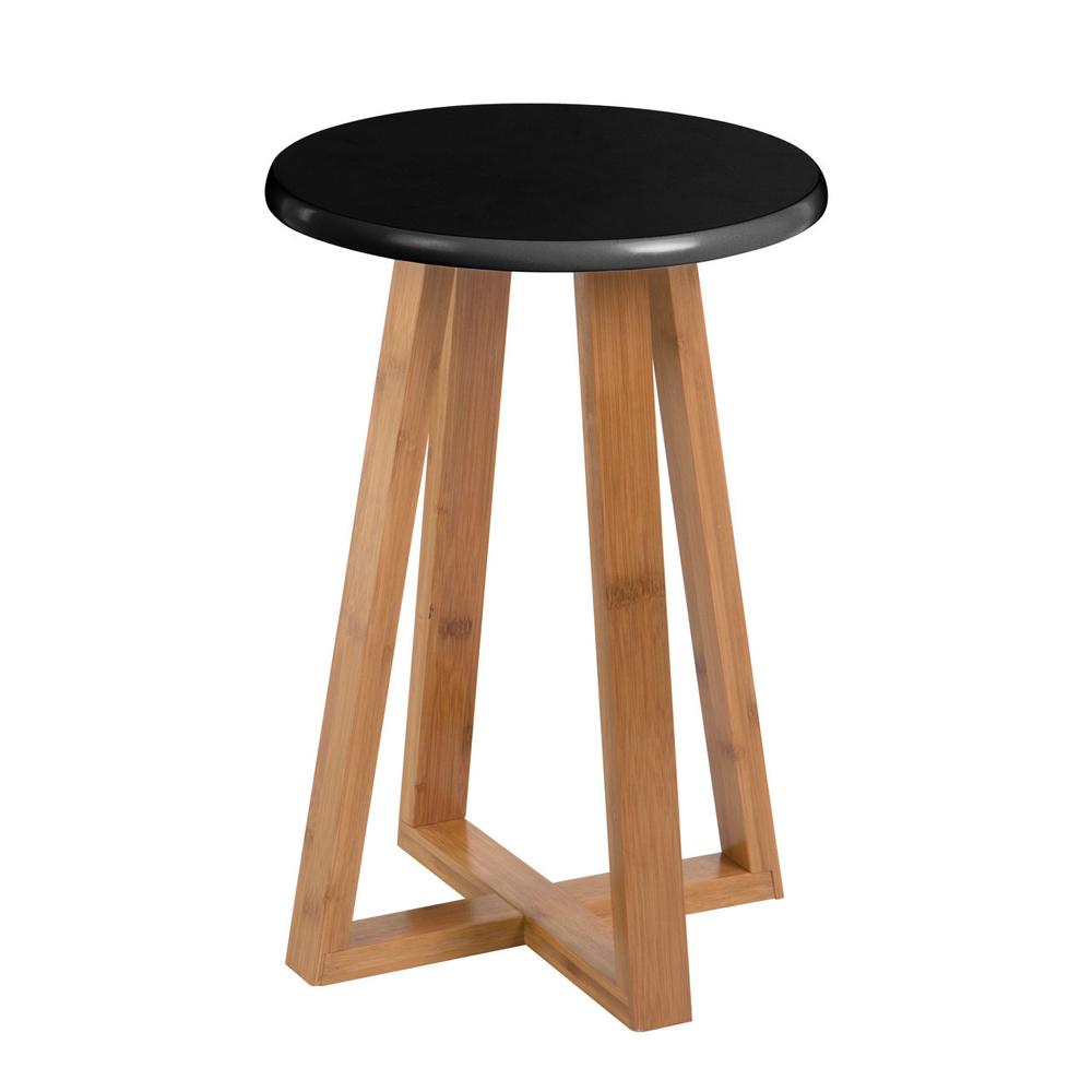 Bamboo Round Bar Stool Black