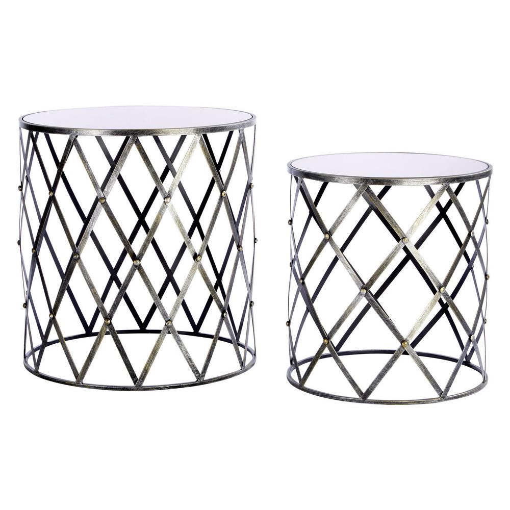 Avantis Diamond Design Tables Set of 2 Silver