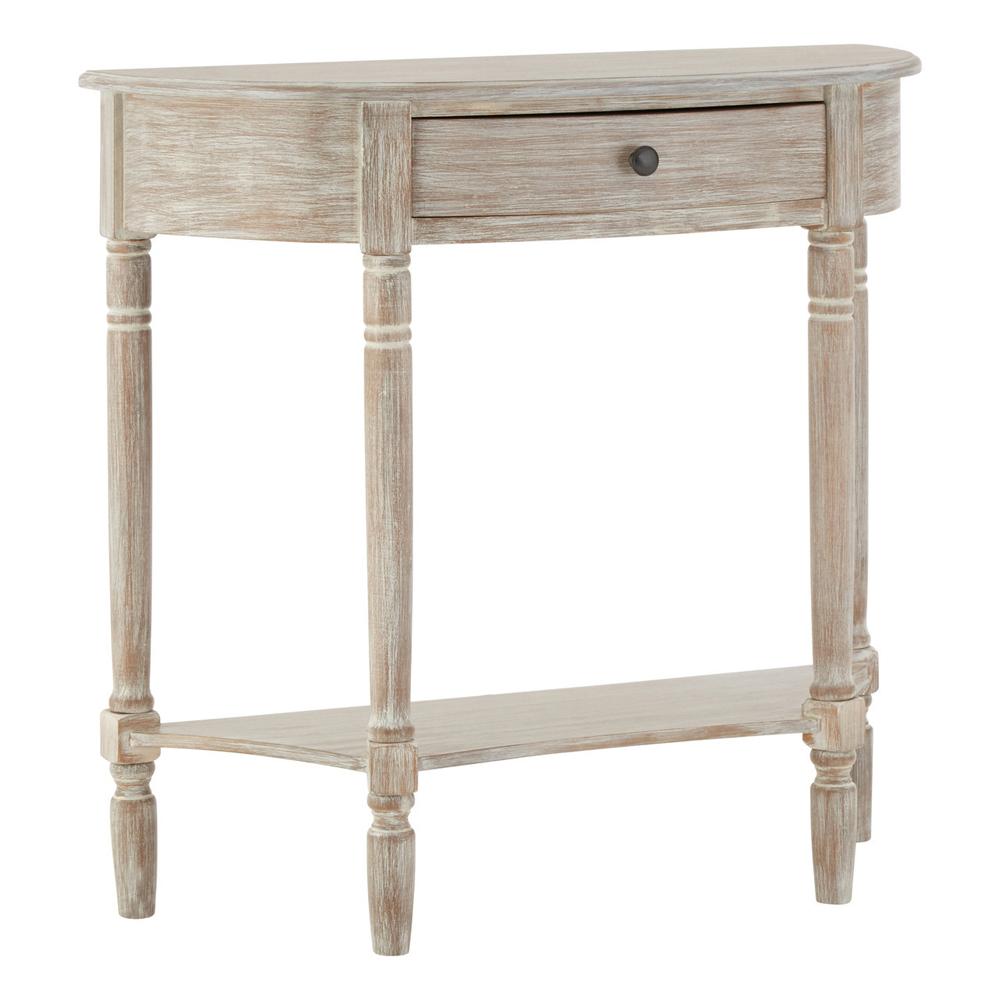 Half Moon Console Table with 1-Drawer Natural Grey