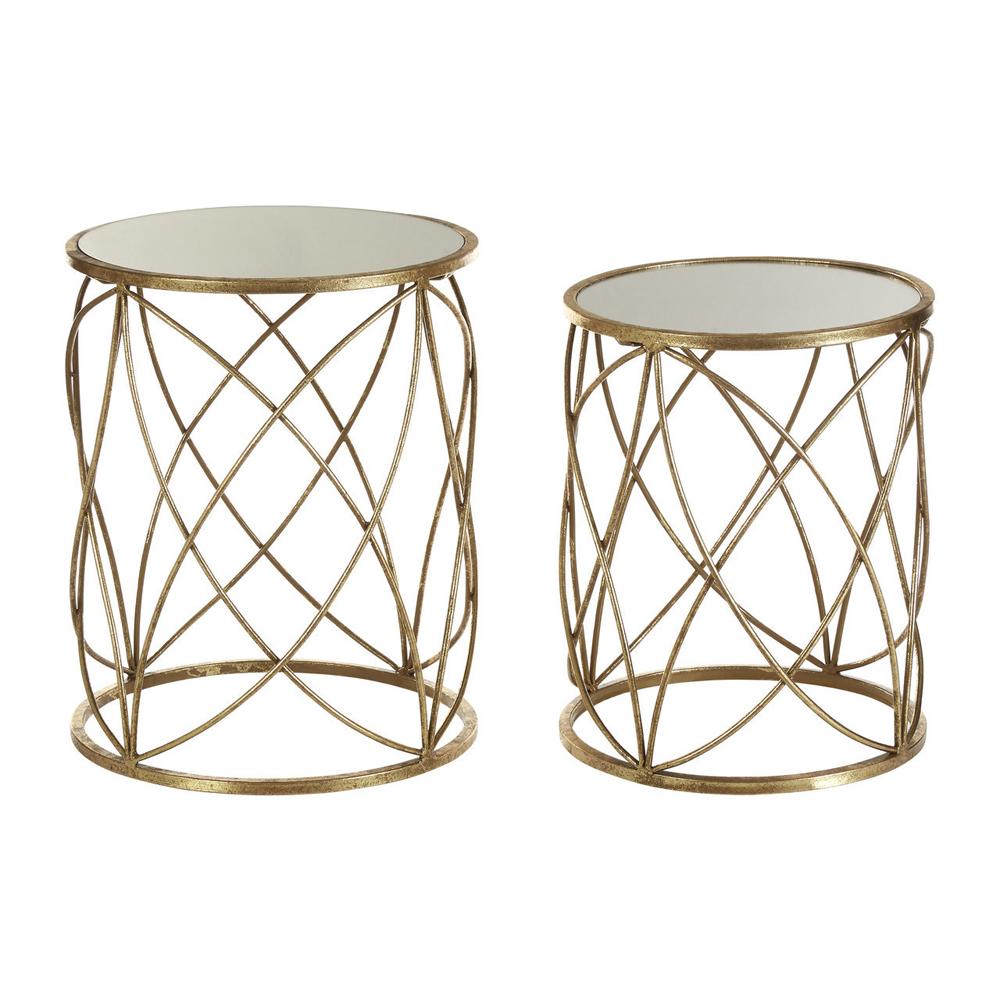 Arcana Side Tables Set of 2 Gold Finish