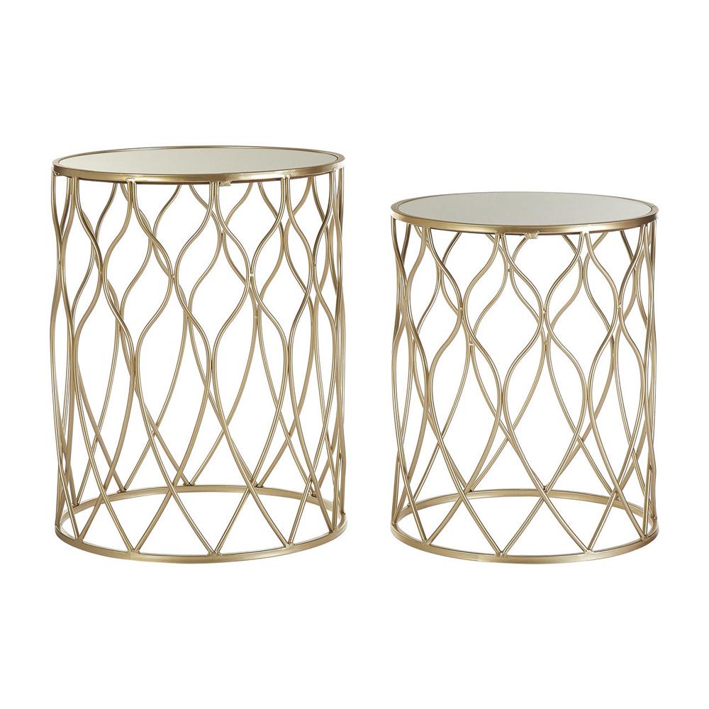 Arcana Side Tables Set of 2 Champagne Finish