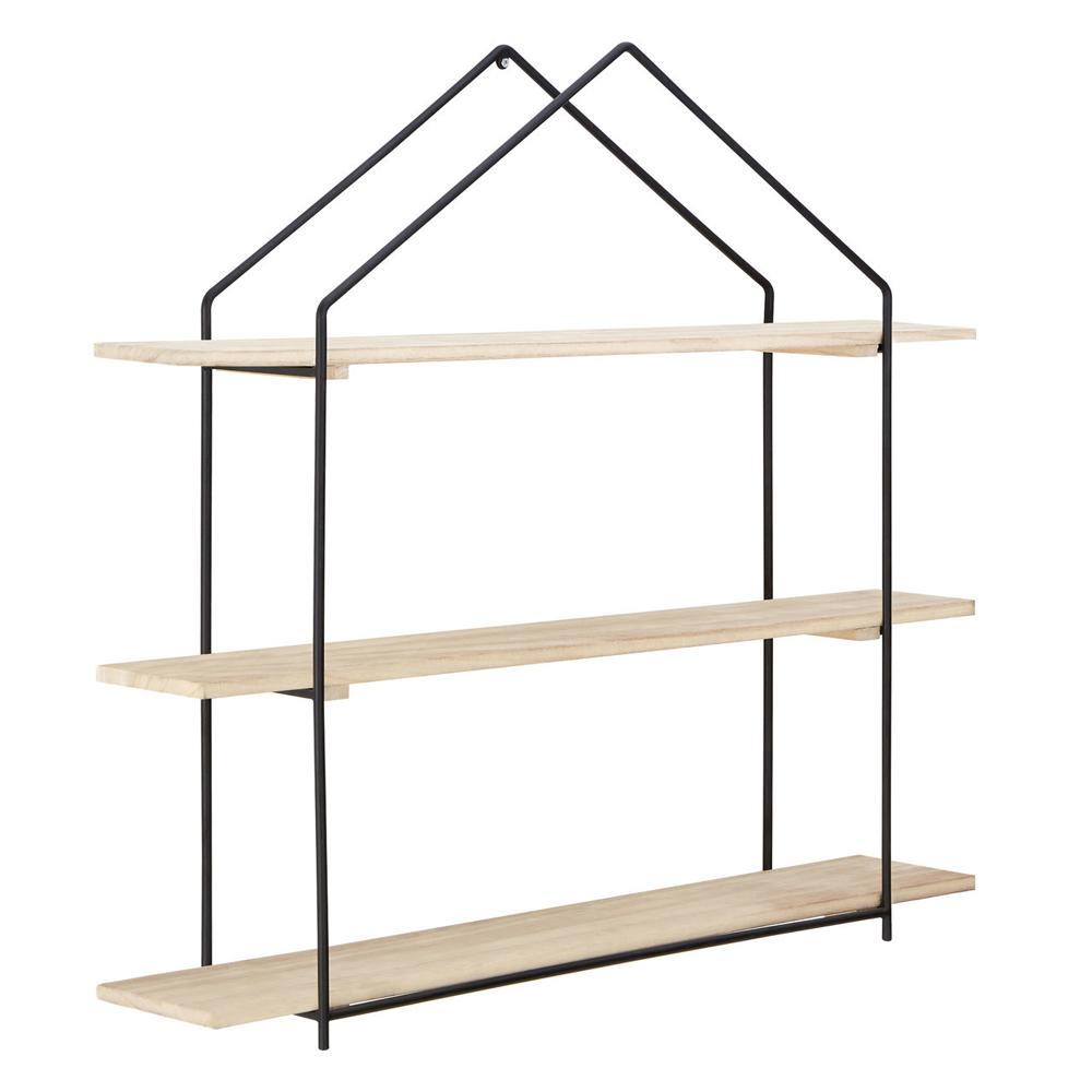 Rectangular 3-Tier Wooden Metal Shelf