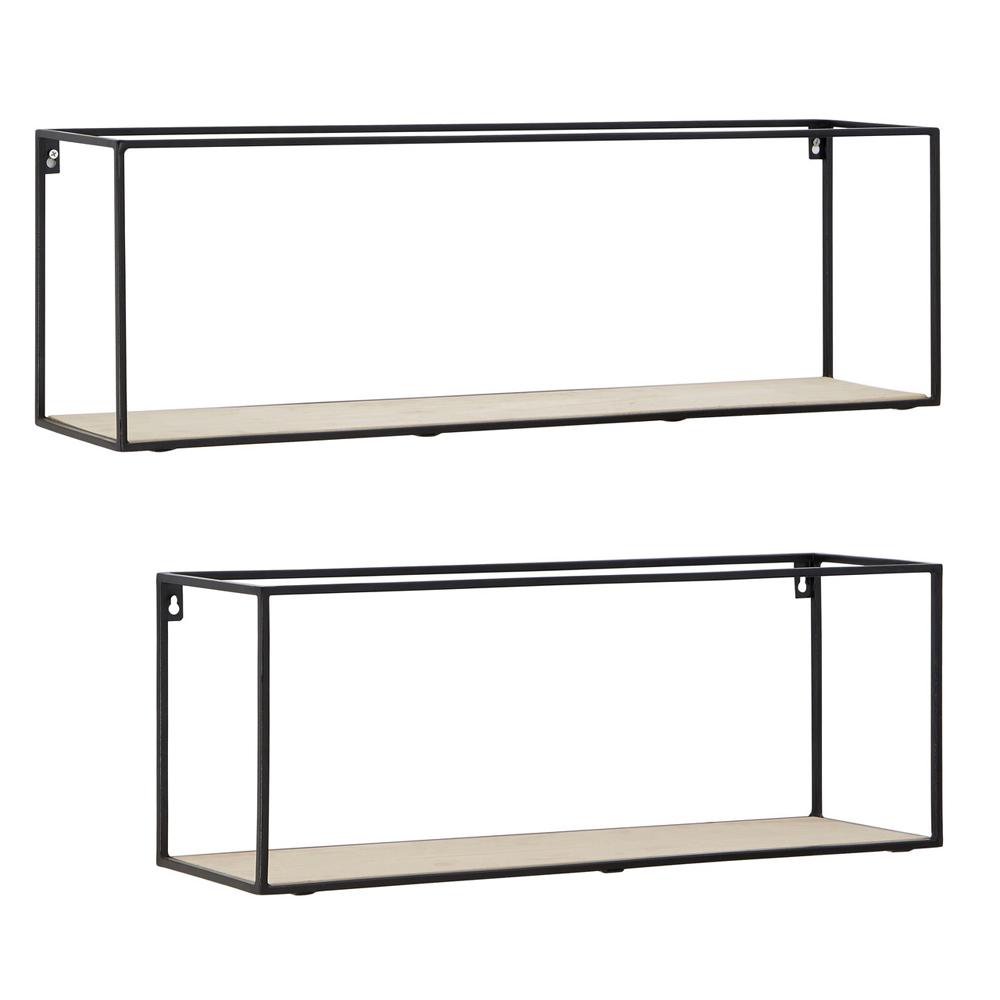 Cuboid Shelves Set of 2 Rectangular Metal Frame