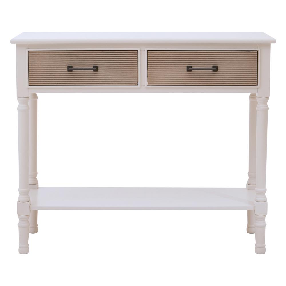 Console Table with 2-Drawers Pearl White Finish