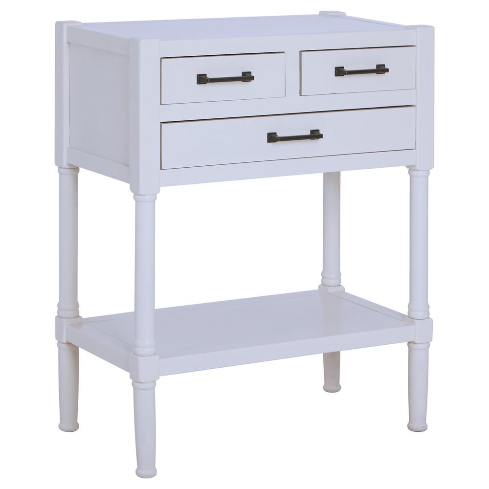 Console Table with 3-Drawers White Pearl Finish