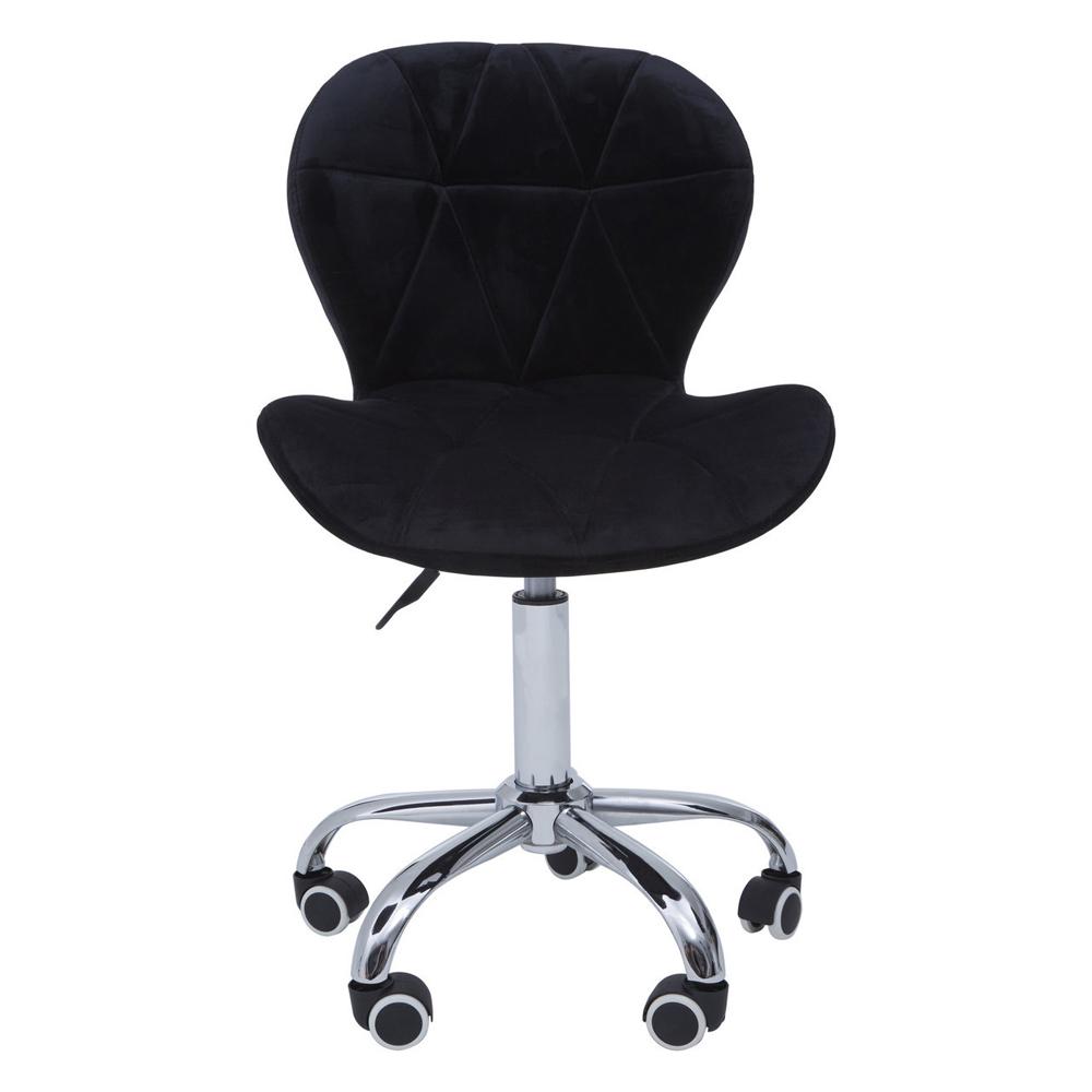 Office Chair Velvet Quilted Black