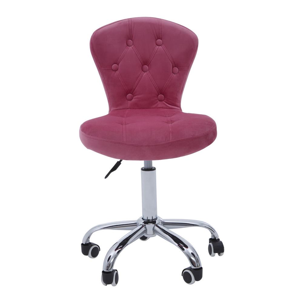 Office Chair Buttoned Velvet Pink