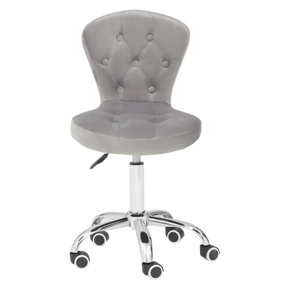 Office Chair Buttoned Velvet Grey