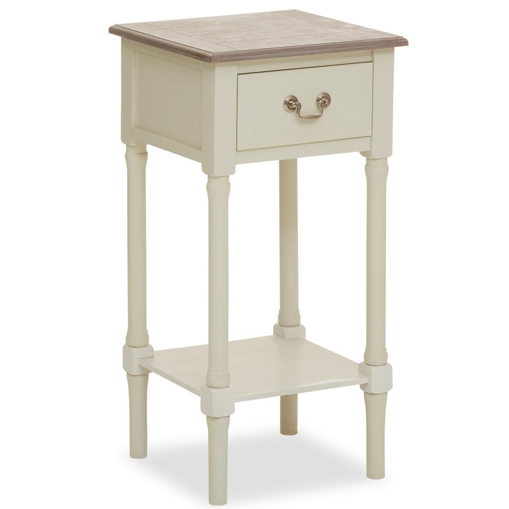 Side Table with 1-Drawer Square Ivory