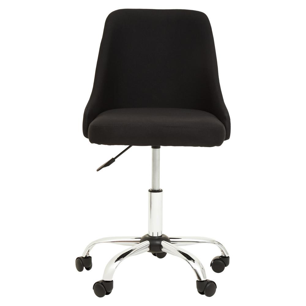 Office Chair with Wide Seat Black and Chrome Base