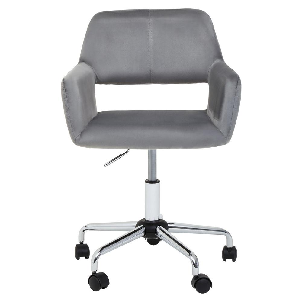 Office Chair Grey Velvet And Chrome Base