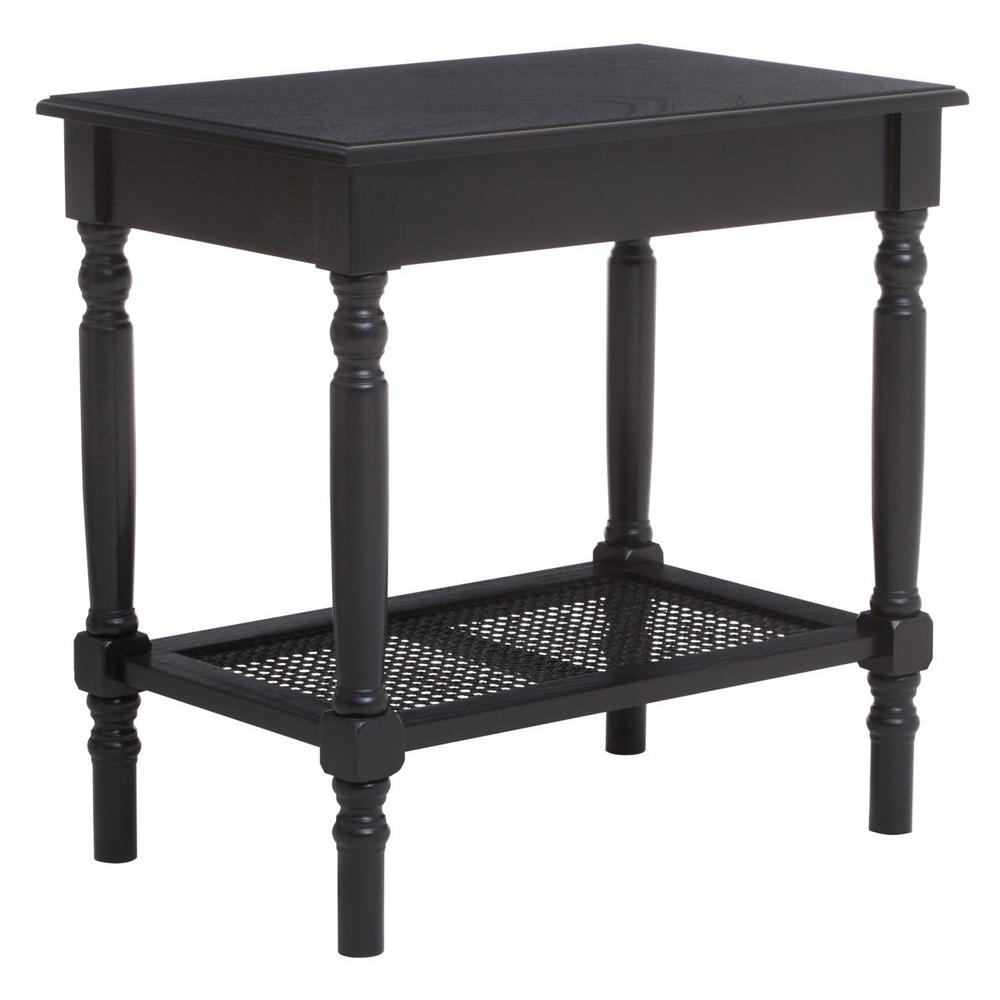 Side Table Pine Wood Black