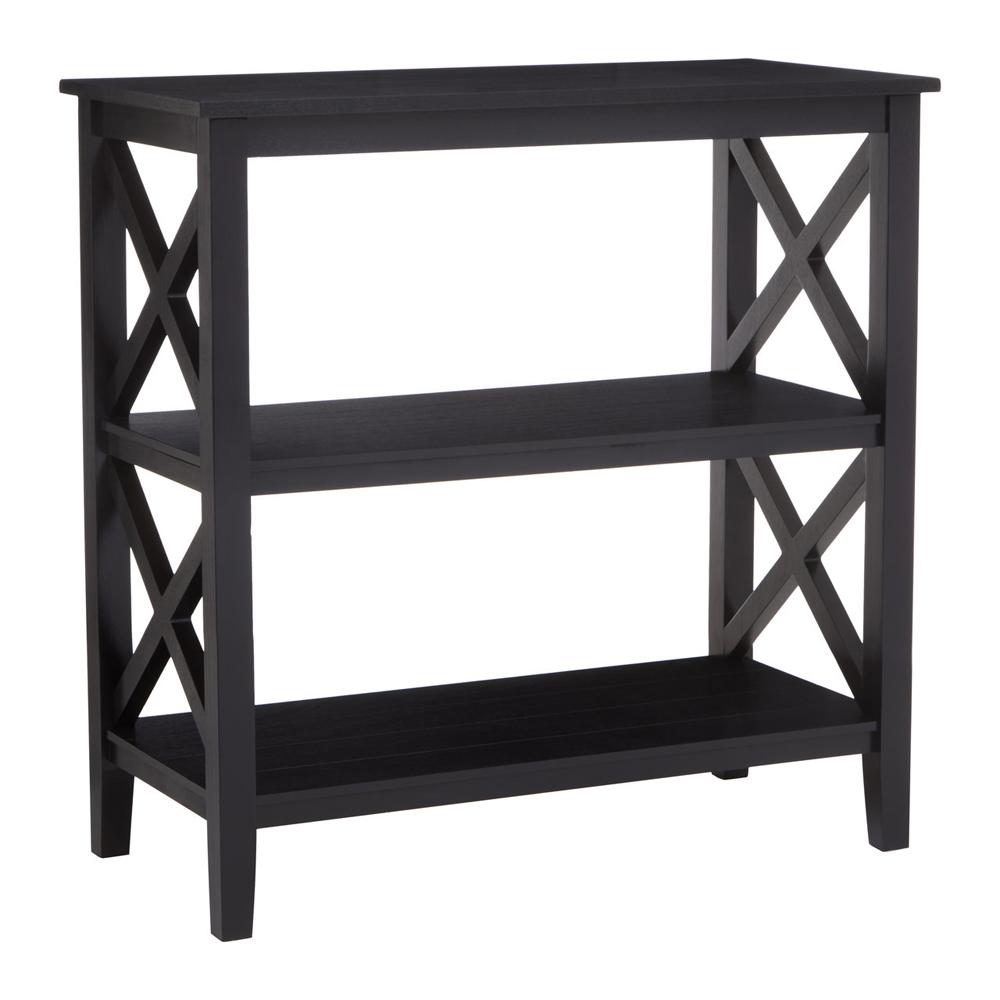 Bookcase with 3-Tier Shelves Black