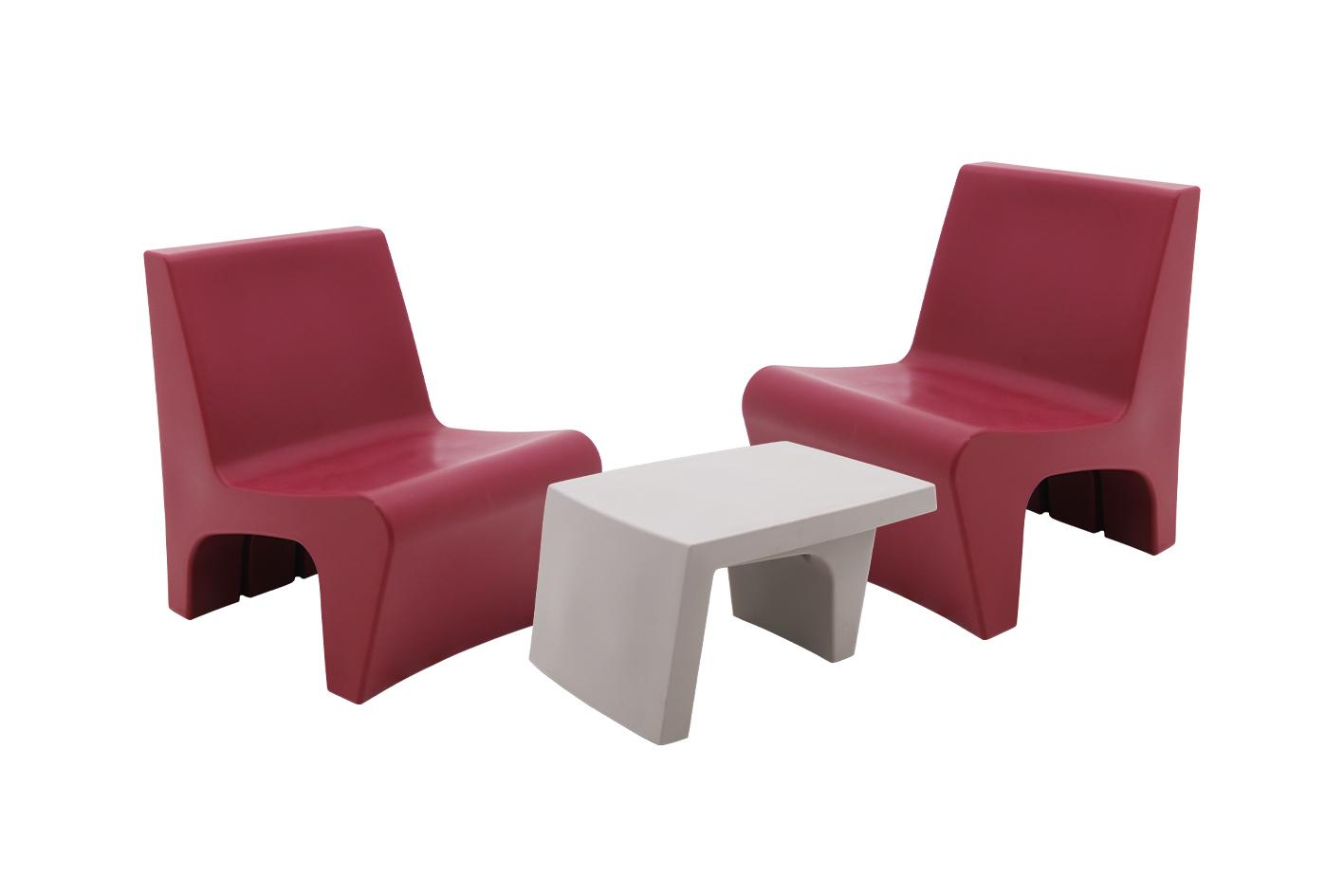 Berta Garden Lounge Set with 2 Chairs Burgundy Grey