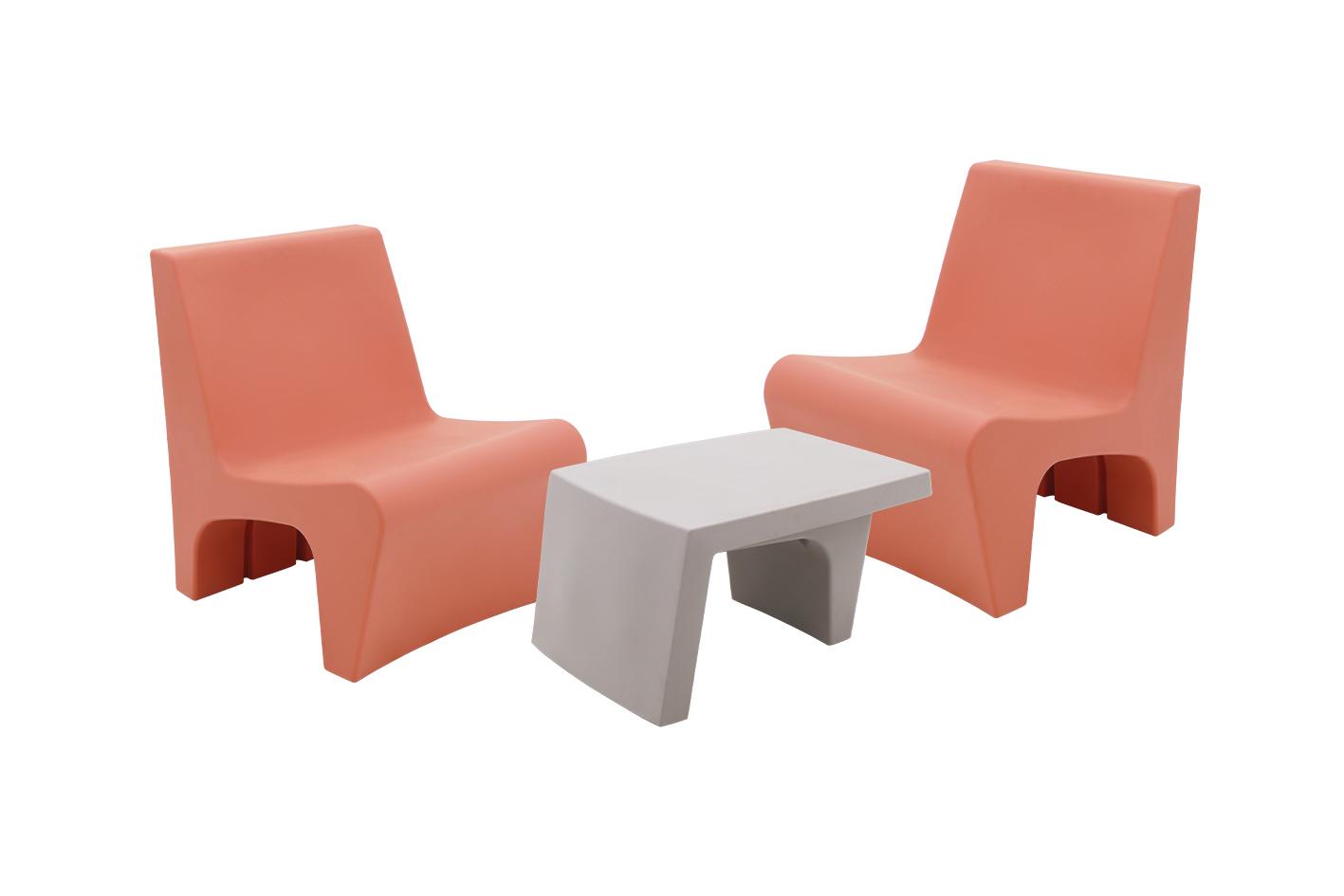 Berta Garden Lounge Set with 2 Chairs Orange Grey